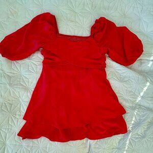 Pink Puff Sleeve Tiered Midi Dress Smocked Back - Coquette Fairycore Size